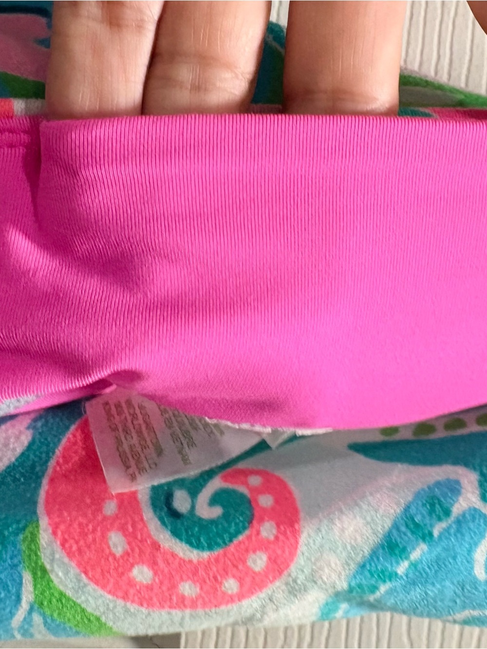 Lilly Pulitzer Bright Pink, Teal & Green Floral Leggings size L - Picture 5 of 6